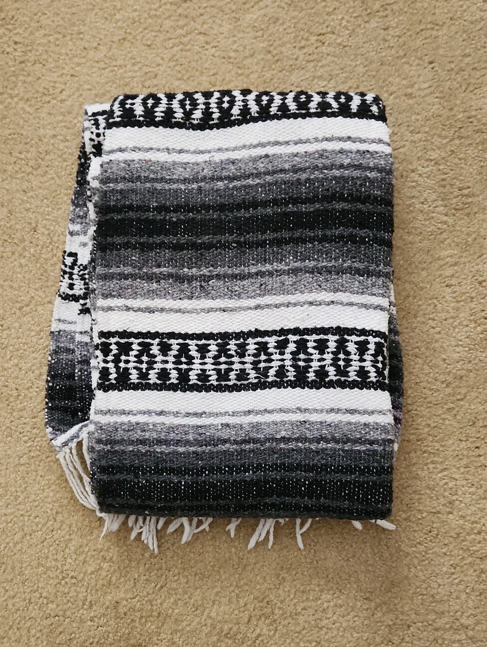 Handwoven Black & White Striped Home Accent Throw Blanket EXTRA BUY